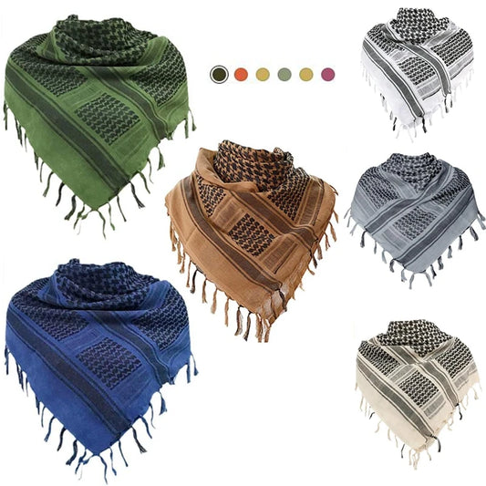 Tactical Hunting Scarf Military Shemagh Tactical Desert Keffiyeh Head Neck Scarf Arab Wrap with Tassel 43x43 inches