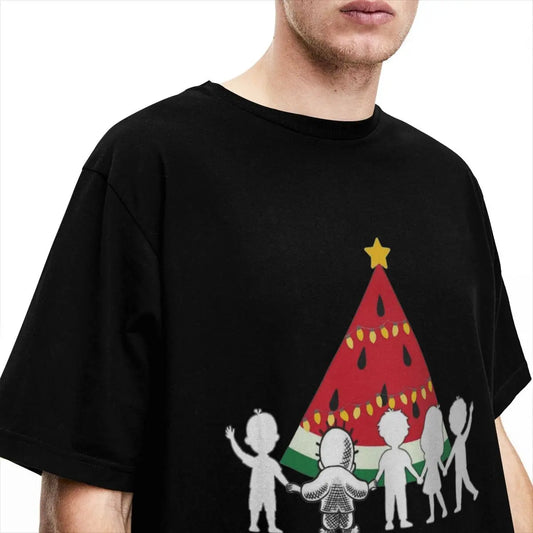 Watermelon Christmas T-Shirt palestine watermelon Harajuku T Shirts Classic Tshirt Beach 100 Cotton O-Neck Plus Size Top Tees