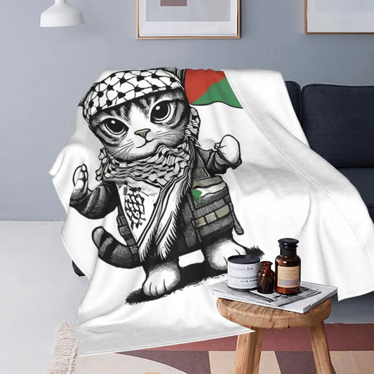 Palestine Keffiyeh Cat Blankets Flannel Print Portable Lightweight Throw Blanket for Sofa Office Rug Piece