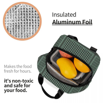 Shemagh Tactical Arabic Palestine Lunch Bags Insulated Bento Box Waterproof Lunch Tote Leakproof Picnic Bags for Woman Girl