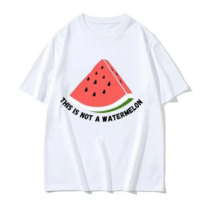 This is not a watermelon print print street fashion trend fun printed men's and women's all-purpose short-sleeved T-shirt