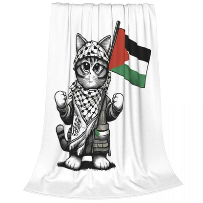 Palestine Keffiyeh Cat Blankets Flannel Print Portable Lightweight Throw Blanket for Sofa Office Rug Piece